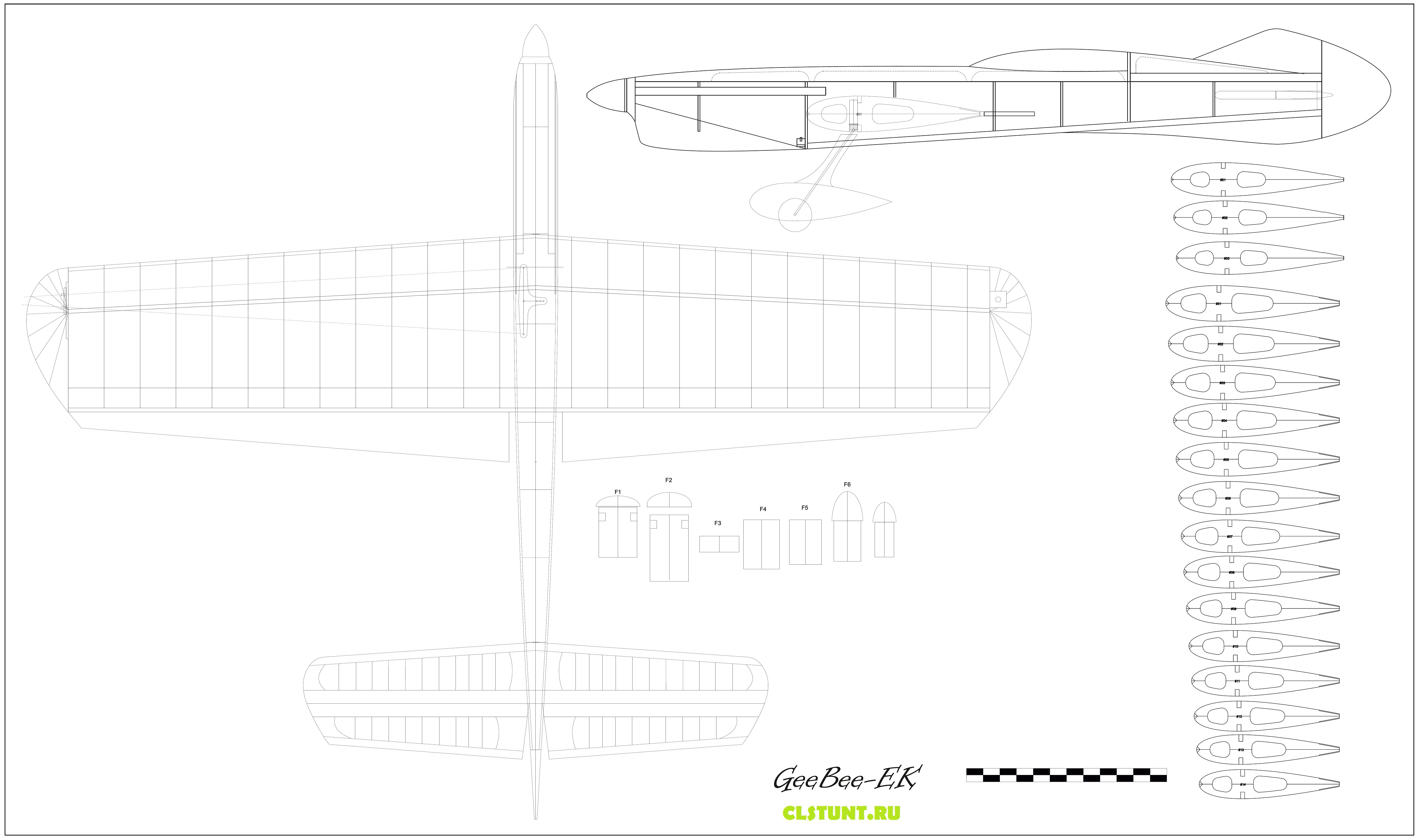 GeeBee_EK чертеж кордовой пилотажной модели